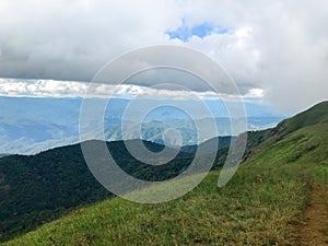 Mountains with blue clound and fog at Chaing mai, Thailand