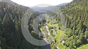 Mountains of the Carpathians view from a bird`s-eye view