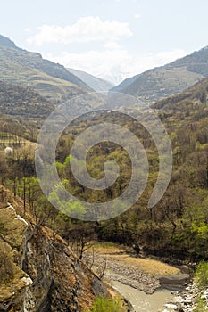 In the mountains of Chechnya in the spring.