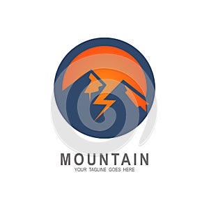 Mountains and circle logo - vector logo template illustration