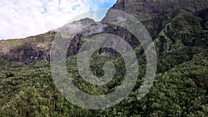 Mountains in the Cirque of Cilaos on Reunion Island aerial view