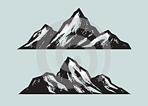 Mountains. Climbing, mountaineering sketch vector illustration