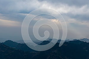 Mountains and clouds of Himachal create a peaceful view