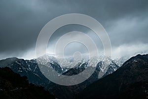 Mountains and clouds of himachal create a powerful view