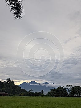 Mountains and clouds and vegetation