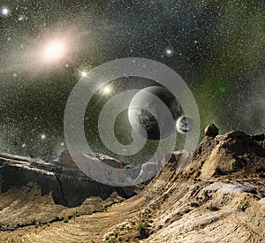 Mountains and cosmos space