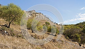 Mountains,covered with forest around the old fortress Chufut-Kale.