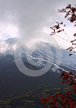 Mountains covered with forest. Nature landscape in Japan.