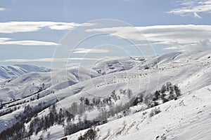 The mountains covered with snow