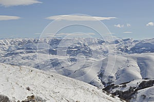 The mountains covered with snow