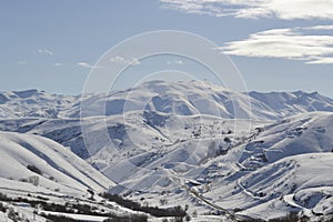 The mountains covered with snow