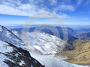 Mountains covered with snow in Rupkund treck photo