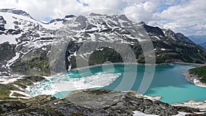 Weissee Glacier lake in National Park Hohe Tauern Austria