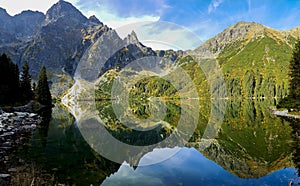 Mountains and crystal clear lake