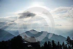 Mountains at dawn in the state of Sikkim. Himalaya, India