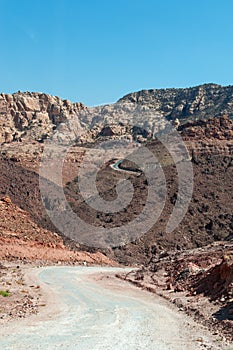 Mountains, dirt road, desert, landscape, climate change, Dana Biosphere Reserve, Jordan, Middle East