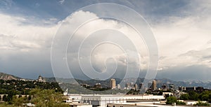 Mountains Dominate Salt Lake City Skyline Background Looking East