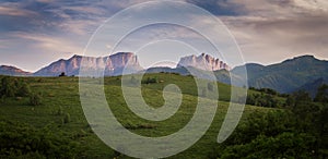 Mountains (Eastern and Western Acheshbok) under a blue sky with