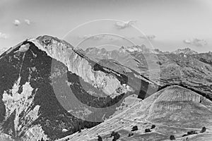 Mountains of Ecrins, France, BW