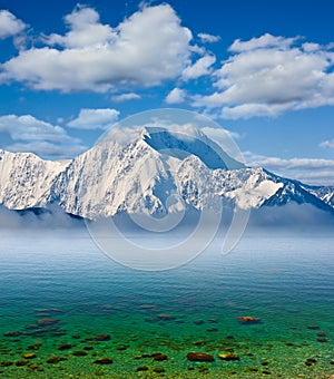 Mountains and emerald sea