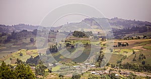 Mountains and farms in the highlands of Ethiopia photo