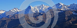 Mountains Finsteraarhorn, Eiger, Monch and Jungfrau photo
