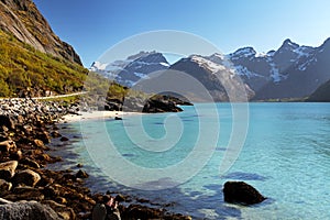 Mountains and fjord in Norway - Lofoten photo