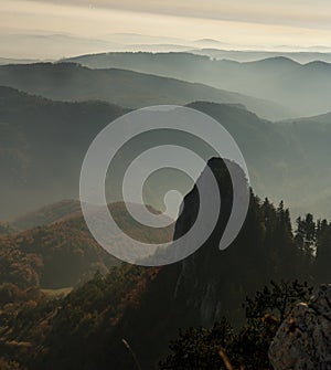 Mountains in fog