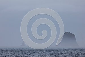 Mountains in fog, Antarctic landscape