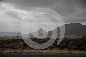 Mountains in fog, Palm Springs, California