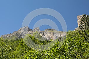 Mountains with  forest and granite tops, France