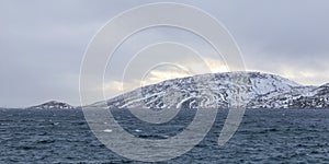 Mountains in front of Bodo harbor in Norway.