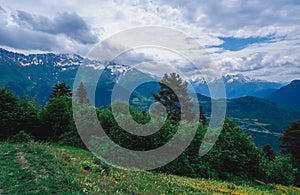 Mountains of Georgia. Mestia, Alpine meadows National park