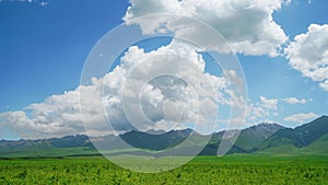 Mountains and grassland. Time-lapse photography in Nalati grassland, Xinjiang, China