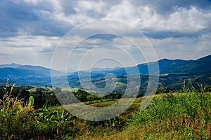 Mountains hills with many agriculture fields