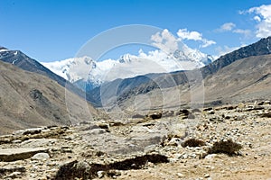 Mountains of Himalayas, young beautiful high mountains of Tibet