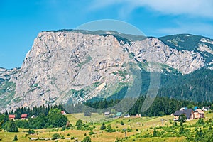 Mountains and houses in Zabljak. Montenegro