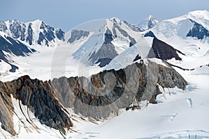 Mountains and ice fields in Kluane National Park, Yukon, Canada