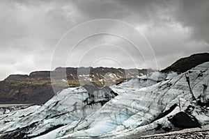 Mountains and ice at the glacier in Iceland