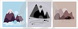 Mountains icon collection set. International mountain day December 11.