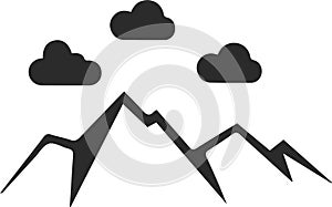 Mountains icon, Hill icon, Enormity black vectors icon.