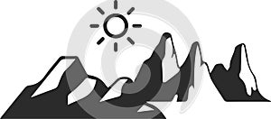 Mountains icon, Hill icon, Enormity black vectors icon.