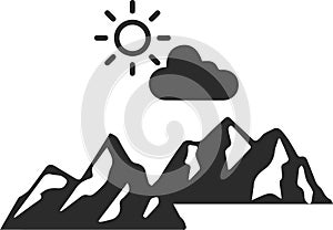 Mountains icon, Hill icon, Enormity black vectors icon.