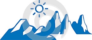 Mountains icon, Hill icon, Enormity blue vectors icon.