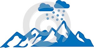 Mountains icon, Hill icon, Enormity blue vectors icon.