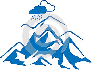 Mountains icon, Hill icon, Enormity blue vectors icon.