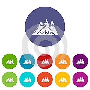 Mountains icons set vector color