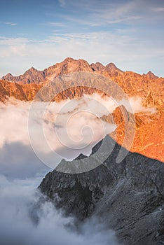 Mountains with Inversion at Sunset