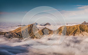 Mountains with Inversion at Sunset