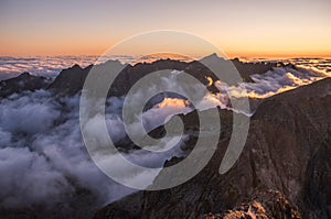 Mountains with Inversion at Sunset